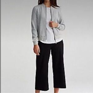 EILEEN FISHER  Organic Cotton Knit 2 Way Zip Bomber Jacket Sweatshirt Gray XS